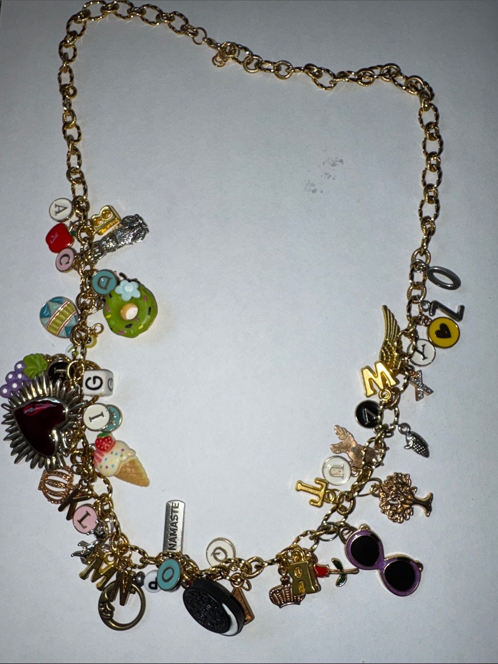 A to Z Gold Charm Statement Necklace by Sassy Charmer